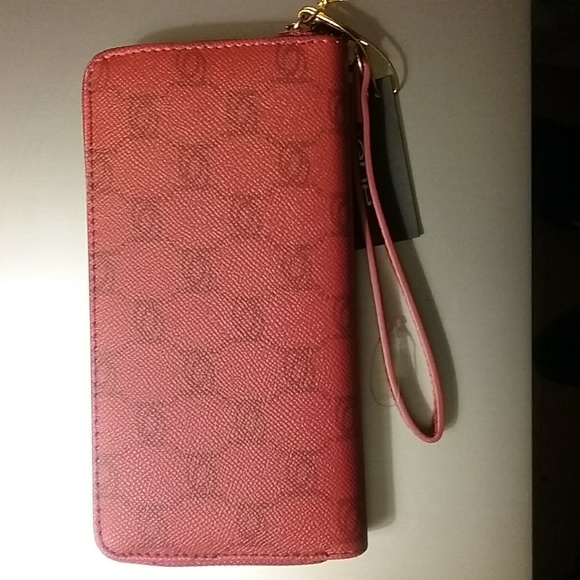 BEBE NWT Zip around wallet, Red/Gold - Picture 3 of 4